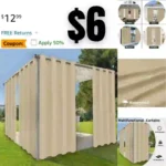 Waterproof Indoor Outdoor Curtains for Patio-Privacy Sun Blocking Grommet Curtain Panel Weatherproof