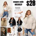 Winter Puffer Jacket Stand Collar Zip Up Trendy Baggy Down Coats with Pockets