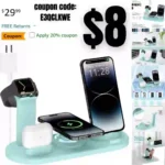 Wireless Charger Station,4 in 1 Magnetic Charging Stand Compatible with iPhone