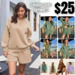 Womens Oversized Sweatshirts Hoodies Half Zip Pullover Lounge Long Sleeve Shorts Set