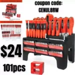101 Piece Magnetic Screwdriver Set with Organizer Rack