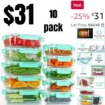 10pack Glass Food Storage Containers