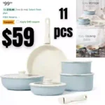 11pcs Pots and Pans Set, Nonstick Cookware Sets Detachable Handle, Induction RV Kitchen Set Removable Handle