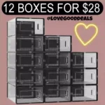 12 Pack Foldable Shoe Organizer for Closet, Clear Plastic Stackable Shoe Organizer Boxes with Drawers