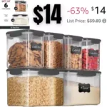 12pcs Food Storage Container Sets for Kitchen Pantry Organization and Storage