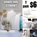 2 Pack LED Desk Lamp, Table Lamp, Desk Lamps for Home Office, 3 Brightness Levels with USB Charging Port