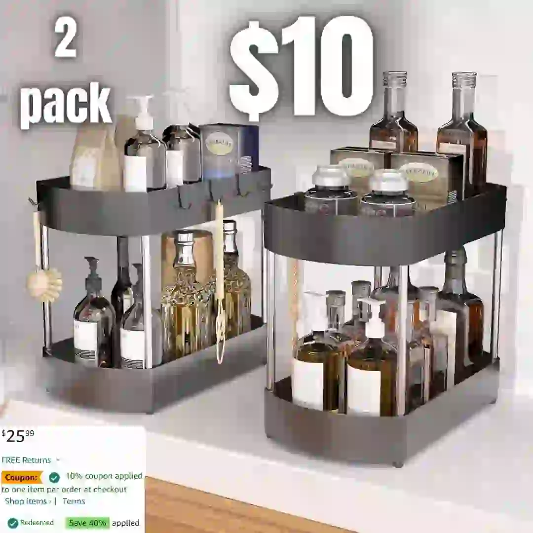 Kitchen Island on Wheels with Large Work Countertop, Storage Island & Cart with 3-Tier Spice Rack, 3 Open Shelves and 1 Drawer