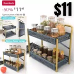 2 Tier Kitchen Spice Rack Organizer for Countertop, Bathroom Vanity Organizer, Desk Organizer Shelf, Simple Tray