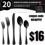 20-piece Black Silverware Set, Stainless Steel Flatware Set, Cutlery Set For Home Kitchen