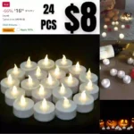 24PACK Flameless Tea Lights Candles – Realistic LED Flickering Operated Tea Lights Steady Battery Tealights Long Lasting Electric