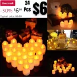 24Pcs Flameless Candles Cream Light Tea Candles Flickering Votive Candles Battery Operated LED Tea Lights Electric Fake Candles for Birthday Wedding Party Halloween Christmas