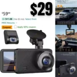 2K Dash Cam for Cars, Front 1080P Rear Camera for Cars