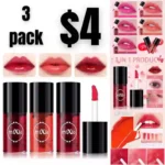 3 Colors Lip Stain Tint Set, Waterproof&Long Lasting Mini Liquid Lipstick Hydrating Moisturizing Lip Cheeks And Eyes
