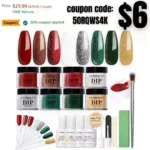 30Pcs Dip Powder Nail Kit Starter, 8 Colors Green Red Gold Silver White with Nail Swatch Sticks, Nail Art Liquid Set