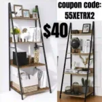 4-Tier Bookshelf, Wood Bookcase with Steel Frame, Flower Standing Shelf Units Storage Rack for Home Office Living Room Bathroom Vintage