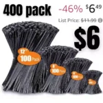 400pack Zip Ties Assorted Sizes