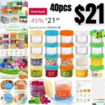 40Pcs Glass Baby Food Jars Leak-Proof Baby Food Containers with Lids Reusable Baby Food Storage Jars Dishwasher Safe for Infant