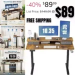 48 Inch Electric Standing Desk with Double Drawers Height Adjustable Sit Stand Up