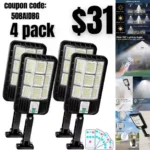 4pack Solar Outdoor Lights, Dusk to Dawn Motion Sensor Wall Lamp, 5000LM Solar Powered Street Light, IP66 Waterproof Security Flood Light with Remote Control for Yard