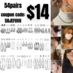 54 Pairs Gold Silver Hoop Earrings Set for Women Multipack