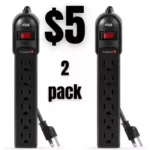 6-Outlet Surge Protector Power Strip 2-Pack