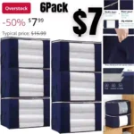 6 Pack Foldable Closet Organizer Clothing Storage Bags with Clear Window