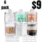 6 Pack Qtip Holder Dispenser for Cotton Ball, Cotton Swab