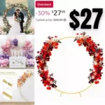 6.6FT Round Backdrop Stand Golden Circle Balloon Arch Kit, Metal Ring Arch Stand for Party Backdrop Decoration