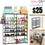 7 Tier Shoe Rack, Metal Shoe Rack Organizer, 24-28 Pairs Tall Shoe Stand, Quick Assembly