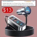 90W USB C Car Charger 6-Port, iPhone 15 Pro Max Fast USB Car Charger Fast Charging, PD 30W