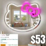 Anime Cat Mirror Neon Sign Vanity Mirror with LED Light USB Powered Neon Light Sign