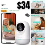 Baby Monitor Camera-2K Baby Video Monitor with Camera,Human&Motion Detection,Indoor Camera for Home Security with Night Vision,Include 64GB SD