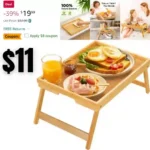 Bamboo Bed Tray Table with Foldable Legs, Breakfast Tray