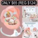 Bioby Electric Baby Swing for Infants, Portable Baby Swing for Newborn Boy Girls with 5 Swing Speeds, Bluetooth Touch Screen Remote Control