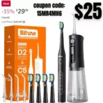 Bitvae Water Dental Flosser Teeth Picks – Cordless Water Flosser for Teeth – 5 Modes