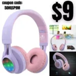 Bluetooth Headphones Light Up, Foldable Stero Wireless Headset with Microphone and Volume Control