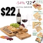 Board Gift Set, Bamboo Cheese Board With Cutlery, Includes Stainless Steel Serving Utensils