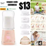 Bottle Warmer, Portable Bottle Warmer for Travel with 4 Adapters, Rechargeable Fast Heating Baby Bottle Warmer with Precise Temperature Selection for Baby Breastmilk