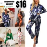 Classic Button Down Long Satin Silk Pajama Set