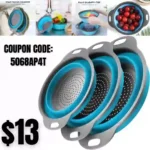 Collapsible Colander Set of 3 Heat Resistant Washing and Draining of Vegetables Fruits Pasta