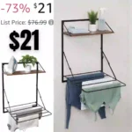 Collapsible Wall-Mounted Clothes Drying Rack with Shelf