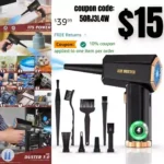 Compressed air Duster – 110000RPM 3 Speeds Electric Air Duster, 7600mAh Battery Cordless Dust Blower for Keyboard Cleaner