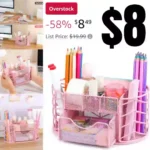 Cute Desk Organizer – Pen Holder for Desk,Trendy Mesh Office Supplies Accessories Essentials Caddy with Drawer