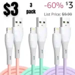 DFLASHS MFi Certified iPhone Charger Cable 3-Pack iPhone Cable 3FT Lightning Cable for iPhone
