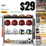 Dicasser Basketball Organizer Rack Rolling Sports Equipment Storage with Wheels