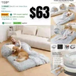 Dog Bed, Plush Combo Orthopedic Pad, Washable Faux Fur Bed Cover Fits People and Pets, Adults Doze Off