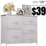 Dresser with 5 Drawers – Fabric Storage Tower, Organizer Unit for Bedroom, Living Room, Hallway