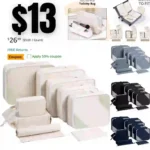 Easortm Large Packing Cubes for Travel Mesh Packing Cubes Suitcase Organizer Bag Set