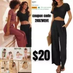 Ekouaer Women Ribbed Tracksuit 2 Piece Casual Deep O Neck Solid Sweatsuit Lounge Pajamas Set Lounge Wear