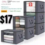 Fab totes 6 Pack Clothes Storage, Foldable Blanket Storage Bags